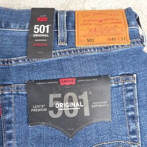 Levis 501 Original Cut Off Jeans Shorts Mens 40 Denim Stretch Button Fly NWT